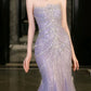 Blue gorgeous shiny beautiful off-shoulder exquisite beading long tulle mermaid slim fishtail skirt ball gown formal evening gown wedding dress gh3559
