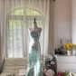 Light Blue Gorgeous Sparkling Fashion Elegant Exquisite Beaded Long Chiffon Fairy Ball Gown Evening Dress Birthday/Wedding Guest/Vacation Party Dress Prom Dress Valentine's Day Date Dress gh4036