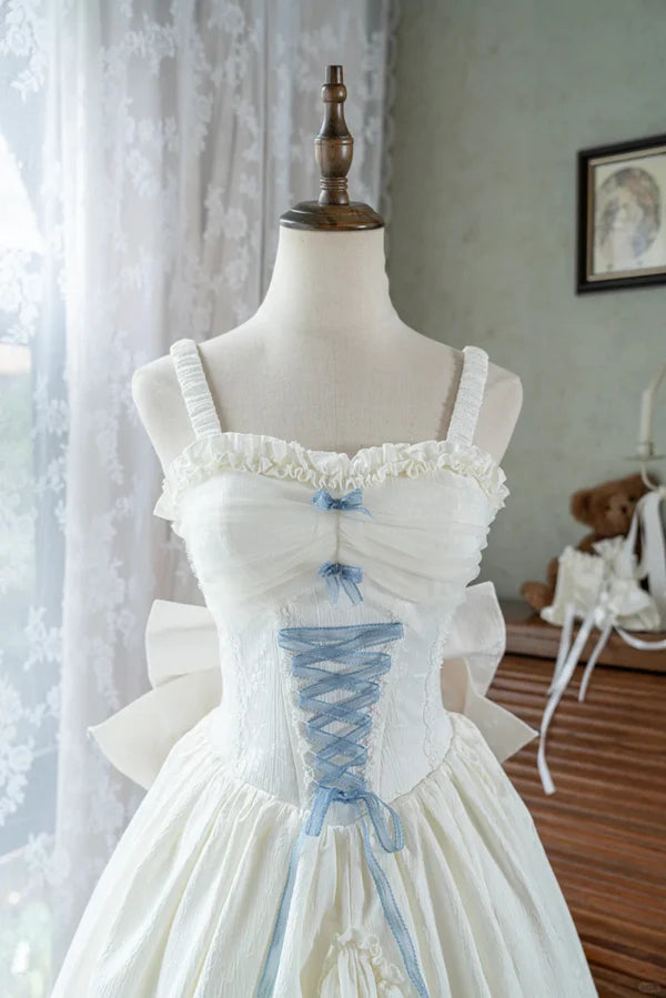 Weißes süßes Schleifen-langes Satin-Chiffon-Ballkleid Abendkleid Geburtstagskleid Erwachsenenkleid gh4247
