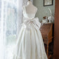 Weißes süßes Schleifen-langes Satin-Chiffon-Ballkleid Abendkleid Geburtstagskleid Erwachsenenkleid gh4247
