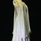 White Vintage Ancient Greek Goddess Gorgeous Sparkling Elegant Exquisite Gold Rhinestone Beads Tulle Long Mermaid Floor Length Trail Slim Fairy Ball Gown Evening Gown Party Dress Prom Gown gh3852