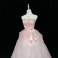 Blush Pink Youthful Strapless Cinched Waist Voluminous Skirt Cute Romantic Dress, Wedding Gown gh7959