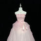 Blush Pink Youthful Strapless Cinched Waist Voluminous Skirt Cute Romantic Dress, Wedding Gown gh7959