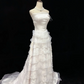 White Strapless Elegant Romantic Long Gown, Cinched Waist & Slim Fit, Wedding Dress & Bridal Gown gh8179