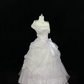 White Vintage Neckline Cinched Waist Sequined Voluminous Princess Skirt Romantic Dress, Wedding Gown gh8005