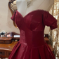 Burgundy One-Shoulder Waisted Voluminous Skirt Gown, Prom Dress, Graduation Dress, Birthday Party Dress gh7270
