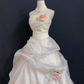 Off-White Strapless Romantic Wedding Dress, Cinched Waist, Voluminous Vintage Princess Skirt gh8320
