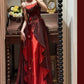 Robe de soirée longue en satin et tulle à fleurs, tenue de bal, de remise de diplôme, bordeaux, exquise, perlée, gh4255