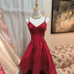 Red Fashion Retro Elegant Straps Short Satin Homecoming Dress Prom Dress Evening Dress Birthday Party Dress gh4152