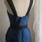 Blaues, geblümtes, kurzes Satin-Heimkehrkleid, Geburtstagspartykleid, kleine Orchidee, gh4304