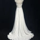 girlhomeshops-White Vintage Beaded Long Tulle Gown/Wedding Dress gh6244