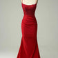 Blue/Green/Red Exquisite Shiny Elegant Satin Long Mermaid Fit Floor Length Ball Gown Evening Dress Prom Dress gh4202