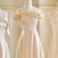 Champagne Color Gentle Elegant Fashion Retro Long Satin Ball Gown Evening Gown Wedding Guest Party Dress Bridesmaid Dress Prom Dress gh3994
