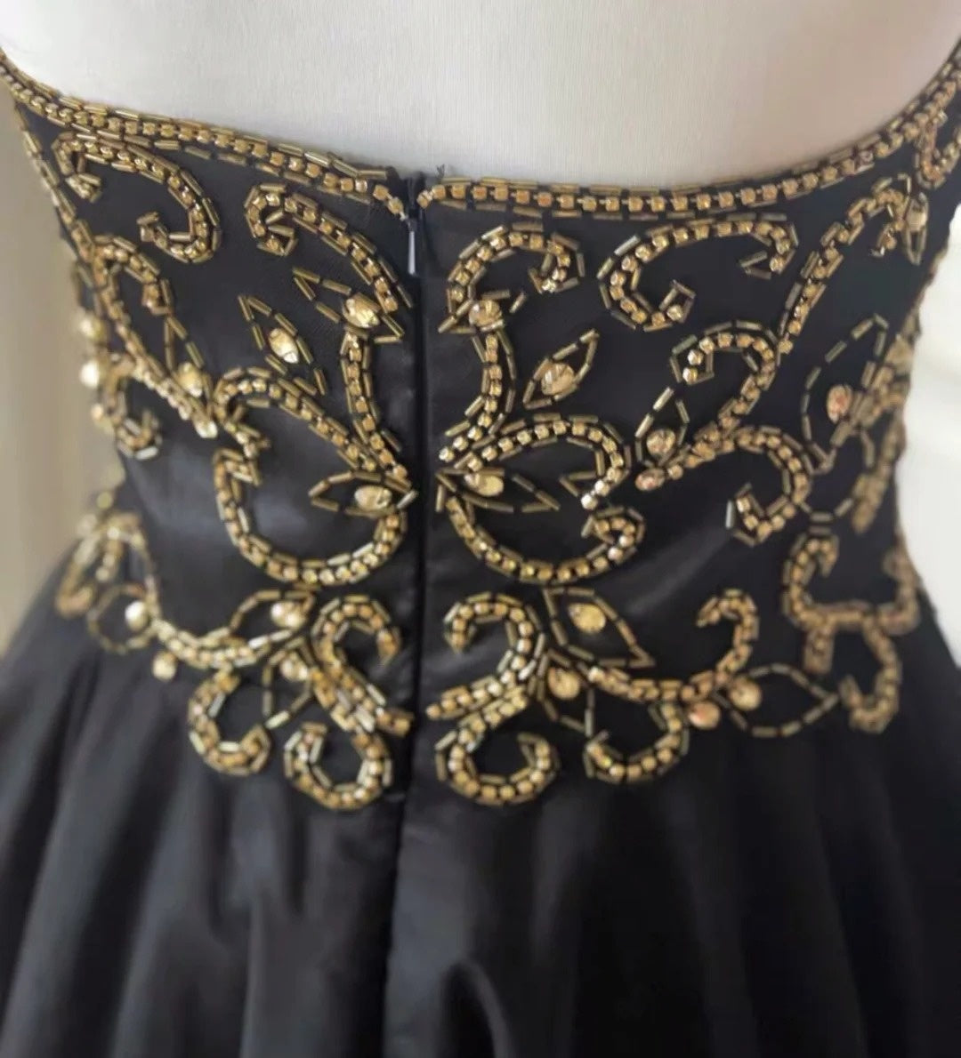 Robe de soirée courte en tulle ornée de perles noires, robe de bal, robe de fête d'anniversaire, gh4848