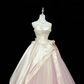 Off-White Strapless Cinched Waist Voluminous Designer Skirt Romantic Dress, Wedding Gown gh7871