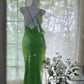 Green Beautiful Charming Fashion Elegant Sparkling Exquisite Sequin Beaded Long Chiffon Ball Gown Evening Gown Birthday Party Gown Prom Gown Graduation Gown gh3946