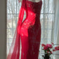 Red Romantic Gorgeous Fashion Elegant Exquisite Beaded Long Chiffon Ball Gown Evening Dress Birthday/Wedding Guest/Vacation Party Dress Prom Dress Valentine's Day Date Dress gh4027
