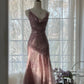 Pink  Romantic Fashion Elegant Exquisite Beaded Spaghetti Strap Long Tulle Chiffon Ruffle Ball Gown Evening Gown Party Dress gh4059