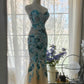 Blue Gorgeous Shiny Exquisite Beaded Long Chiffon Tulle Sequin Ball Gown Evening Gown Party Gown Birthday Gown Date Gown gh4162