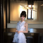 White Halter Homecoming Dress Ruffled Mini Prom Gown gh9414