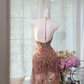 Dusty Rose Halter Lace Beaded Short Evening Dress, V Neck Irregular Fringe Hem Cocktail Gown, Sparkly Party Homecoming Dress gh9497