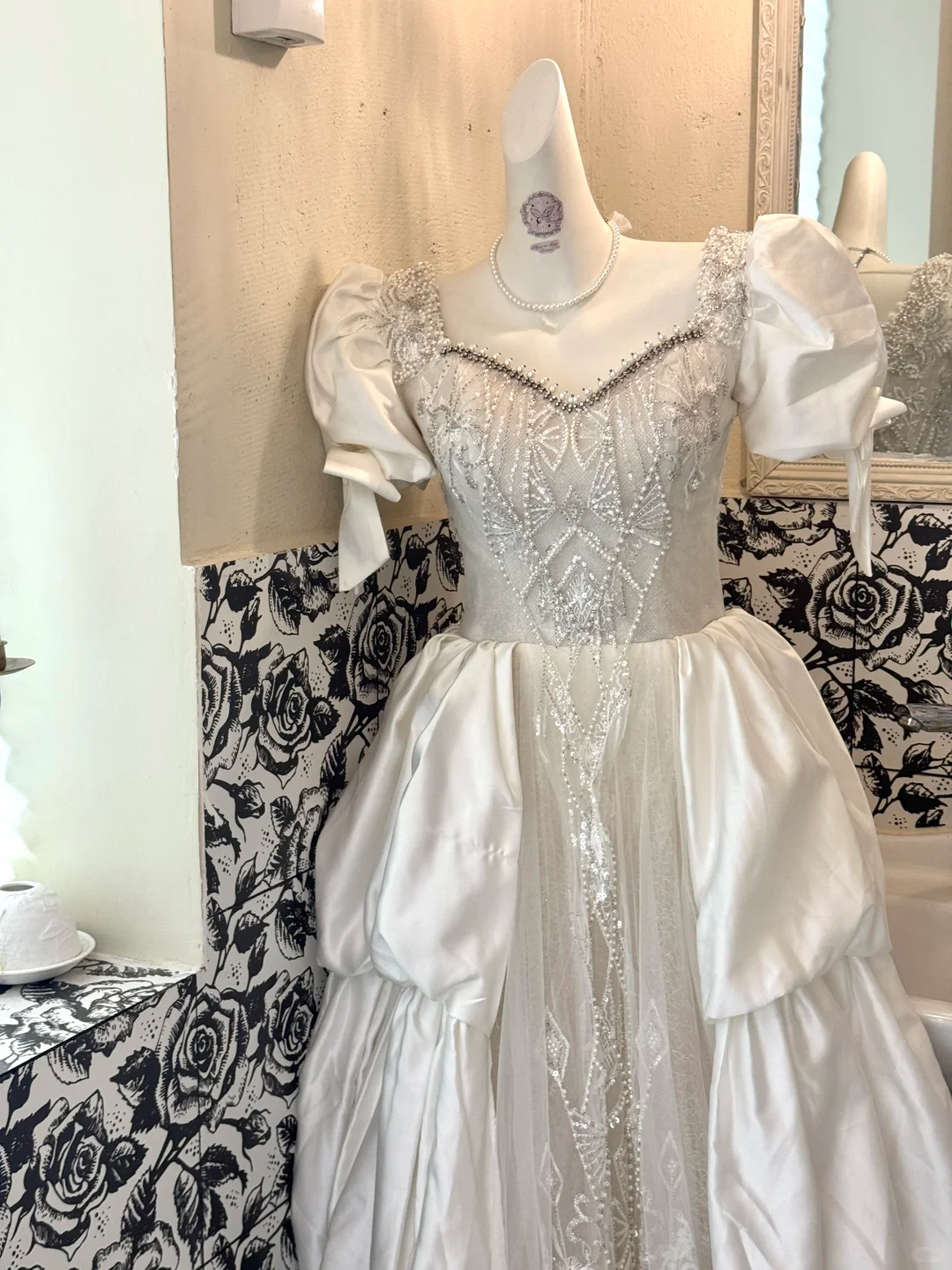 White Puff Sleeve Waist-Cinched Fitted Vintage Elegant Long Romantic Dress, Wedding Gown gh7493