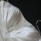 Satin Strapless Mermaid Wedding Dress, Beaded Neckline Twisted Draped Bodice Knot Detail Fitted Mermaid Bridal Gown gh9103