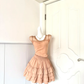 Nude Pink Two‑Piece Short Cocktail Dress, Off‑Shoulder Ruffle Top Tiered Cake Skirt Homecoming Gown gh9152