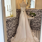 Minimalist White Satin Strapless Waist-Cinched Full Flared Long Romantic Dress, Wedding Gown gh7665
