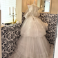 Ivory Spaghetti Strap Off-Shoulder Waist-Cinched Tiered Puffy Cake Skirt Romantic Dress, Wedding Gown gh7518