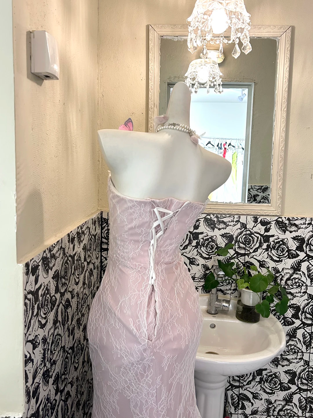Light Pink Strapless Fitted Waist Slim Mermaid Sexy Romantic Dress, Wedding Gown gh7674