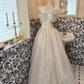 Ivory Strapless Beaded Neckline Design Waist-Cinched Voluminous Skirt Romantic Dress, Wedding Gown gh7693