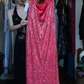 Bright Red Spaghetti Strap Square Neck All Over Sequin Sheath Long Evening Prom Dress gh9778