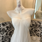 White Strapless High Waist Slimming Lightweight Romantic Dress, Wedding Gown gh7633
