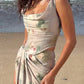 Girlhomeshops-Fashionable and elegant floral long slit chiffon garden party dress wedding guest dress gh5204