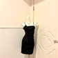 Black Spaghetti Strap Short Cocktail Dress, Square Neck 3D Side Bow Ruched Waist Sparkly Sheath Homecoming Party Gown gh9261
