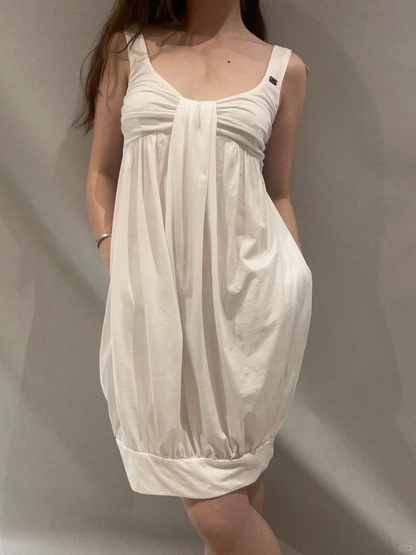 White Vintage Spaghetti Strap High Waist Bubble Skirt Prom & Evening Party Dress gh8467