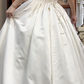 Ivory Vintage Satin Ball Gown Wedding Prom Dress, Strapless 3D Floral Trim, Beaded Embroidered Bodice, A‑Line Long Train gh8694