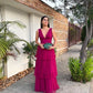 Purple Fashion Elegant V-neck Long Tulle Ball Gown Evening Dress Wedding Guest Party Dress gh3325