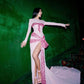 Pink Gorgeous Shiny Elegant Long Mermaid Slim Fashion Bow Slit Sexy Ball Gown Evening Dress Party Dress gh3248