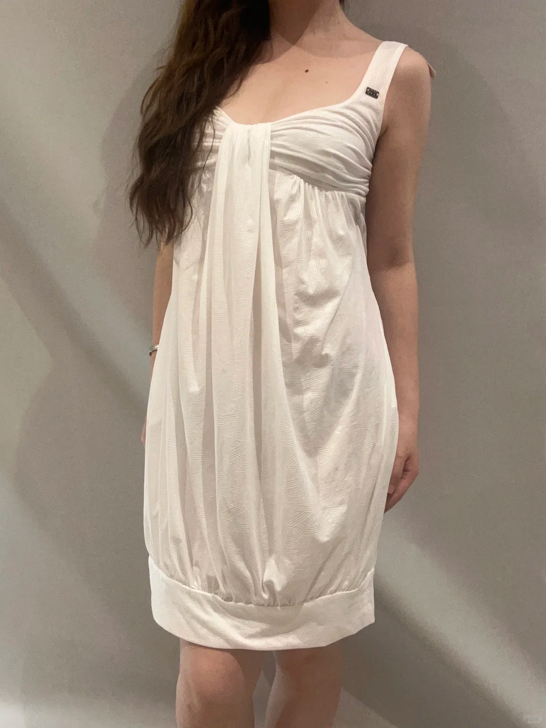 White Vintage Spaghetti Strap High Waist Bubble Skirt Prom & Evening Party Dress gh8467