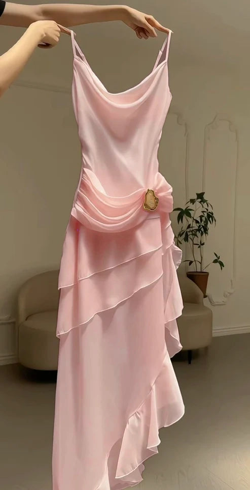 Ivory White Vintage Spaghetti Strap Long Chiffon prom dress Evening Dress Party Dress gh3374