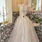 Ivory Strapless Waist-Cinched Full Flared Long Elegant Romantic Dress, Wedding Gown gh7681