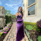 Lila/Blau Mode Elegante Liebsten Neck Strap Lange Dünne Satin Formale Ballkleid Abendkleid Party Kleid Graduation Kleid gh3468