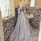 Light Blue Ruffled Strapless Waist-Cinched Full Flared Skirt Romantic Dress, Wedding Gown gh7641