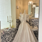 Ivory Strapless Waist-Cinched Full Flared Skirt Long Grand Romantic Dress, Wedding Gown gh7730