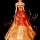 ✨Girlhomeshops-Wunderschönes orangefarbenes Tube-Top Puffy Prinzessin langes Ballkleid gh10160
