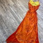 Robe de soirée longue élégante en tulle à bretelles spaghetti et col licou, orange, magnifique et exquise, robe de soirée sirène, coupe ajustée, gh3172