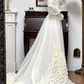 Ivory Vintage Frilled Collar Lantern Sleeve Multi‑Layer Lace‑Ruffle Long Train Wedding Dress gh8764