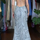 Light Silver Gray Vintage Prom Dress Spaghetti Straps Square Neck Abstract Beaded Mermaid Long Evening Gown gh9614